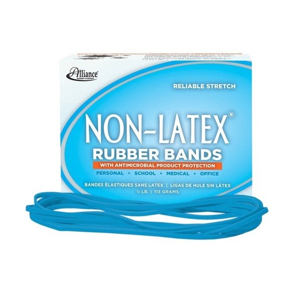 Alliance Rubber Alliance 42179, ANTIMICROBIAL NON-LATEX RUBBER BANDS, SIZE 117B, 0.06in GAUGE, CYAN BLUE ALL42179 - main